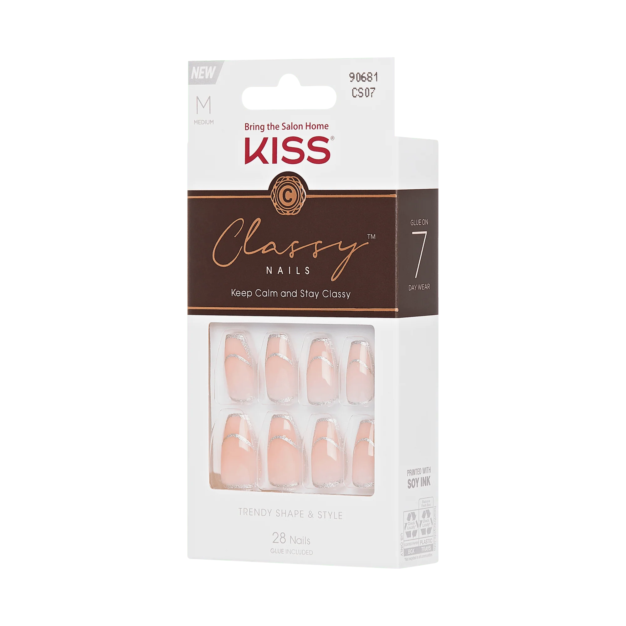 KISS Classy Press On Glue Nails - New Nail, New Me