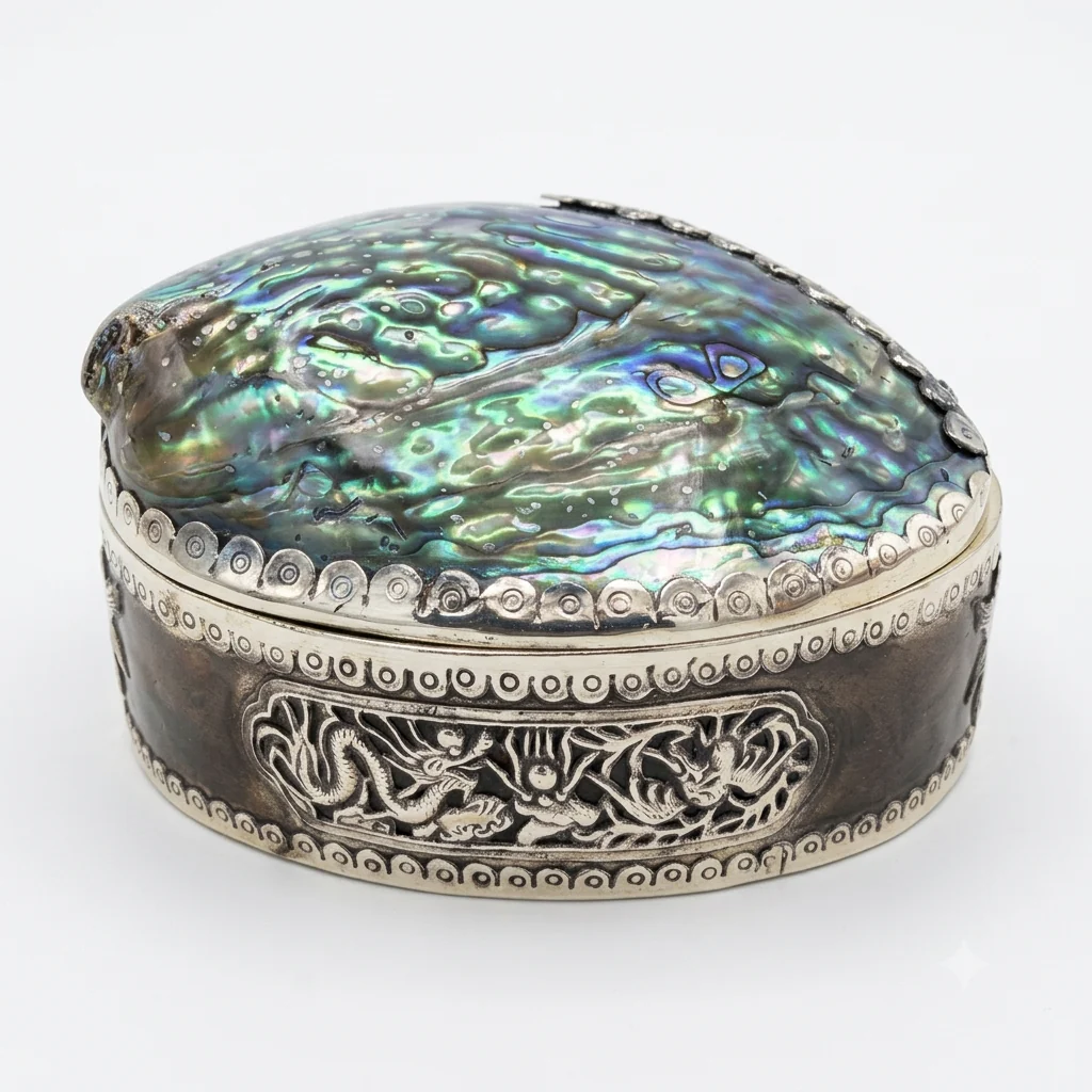 The Aurora Dragon Jewelry Box | Handmade Abalone Shell & Vintage Silver