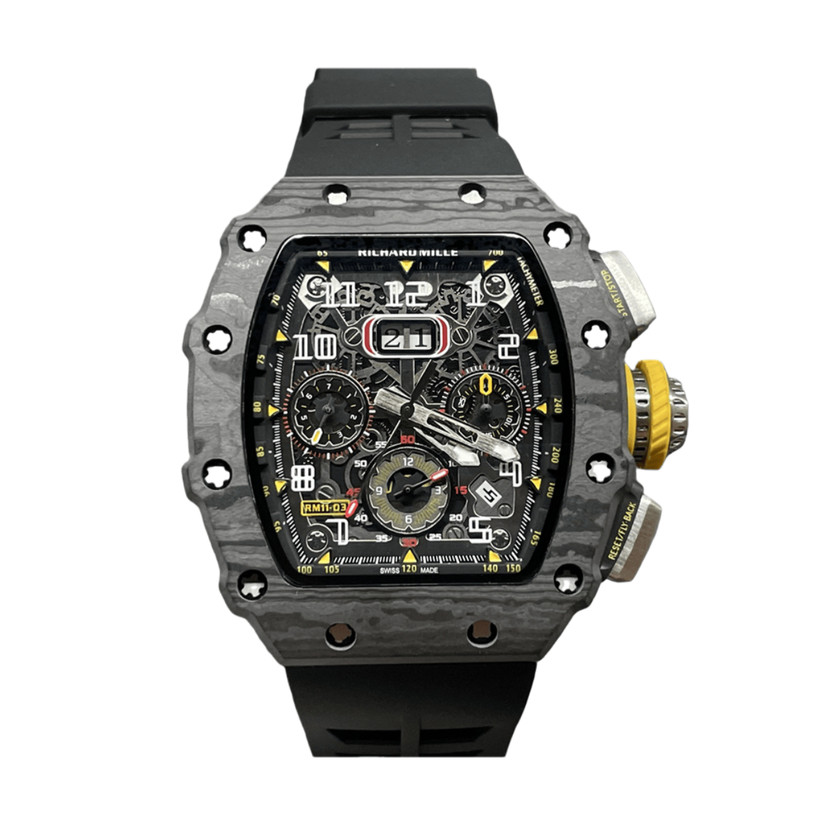 【7A Quality】Best Richard Mille RM 11-03 Replica Watch For Men – Swiss Movement, Skeleton Dial, Carbon Fiber Case
