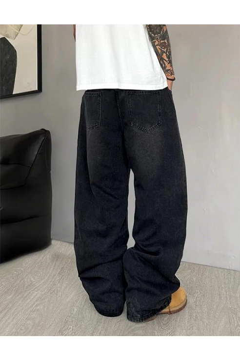 Mens Wide Leg Jeans Super Baggy Pants