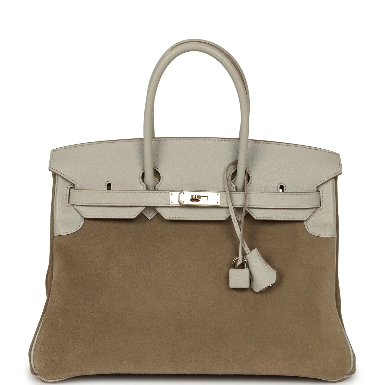 HERMÈS Birkin 35 Gris Caillou Grizzly, Gris Pale Evercolor Permabrass Hardware