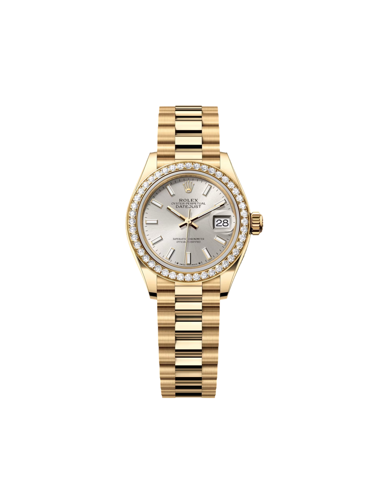 Rolex Lady-Datejust 279138RBR Silver 28mm Dial President Bracelet Watch