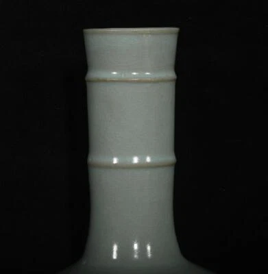 Daguan Signed Old Chinese Ru Yao Ru Kiln Vase w/poem N2962