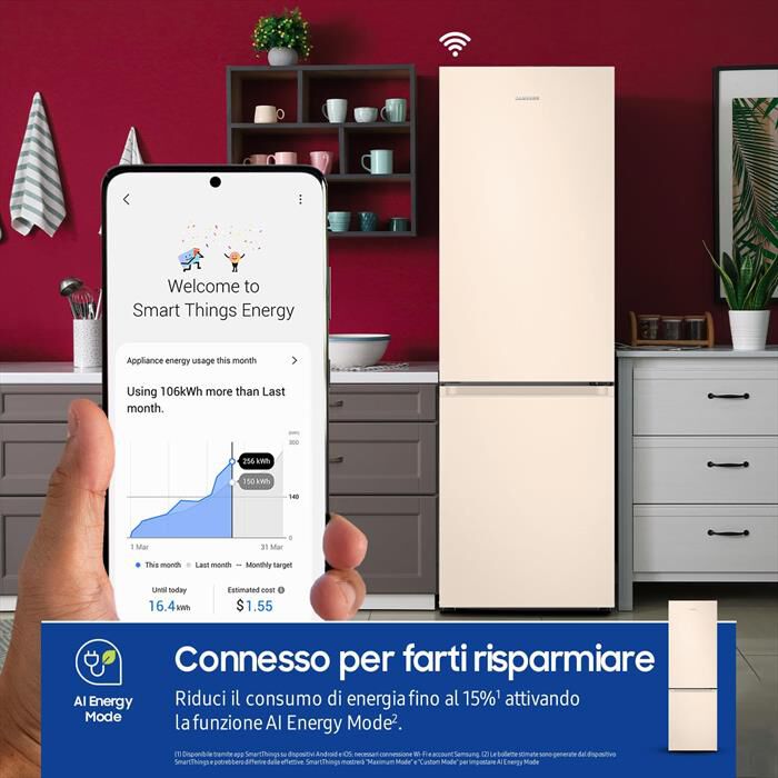 SAMSUNG - Frigorifero combinato RB38C603DEL/EF ClasseD 390lt-SABBIA
