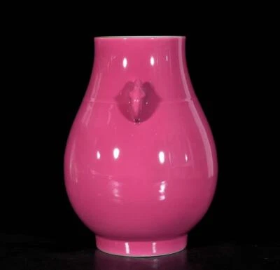 29CM Qianlong Signed Old Chinese Carmine Red Glaze Zun Vase  N3626