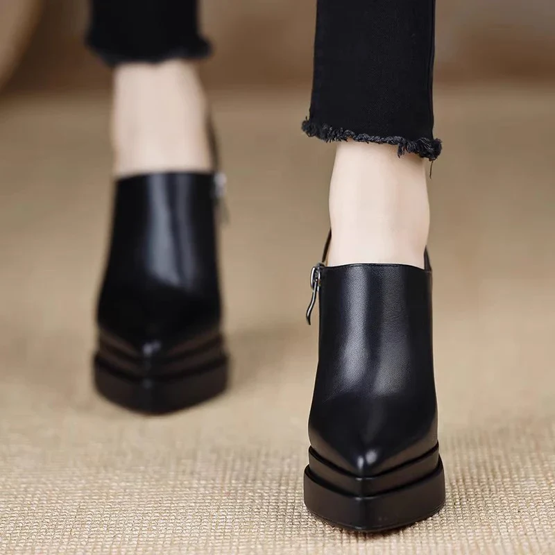 High Heels Women Shoes Pointed Toe Luxury Fashion Pumps Elegant Dress Woman Leather Shoes 2025 Autumn Designer Chaussure Femme