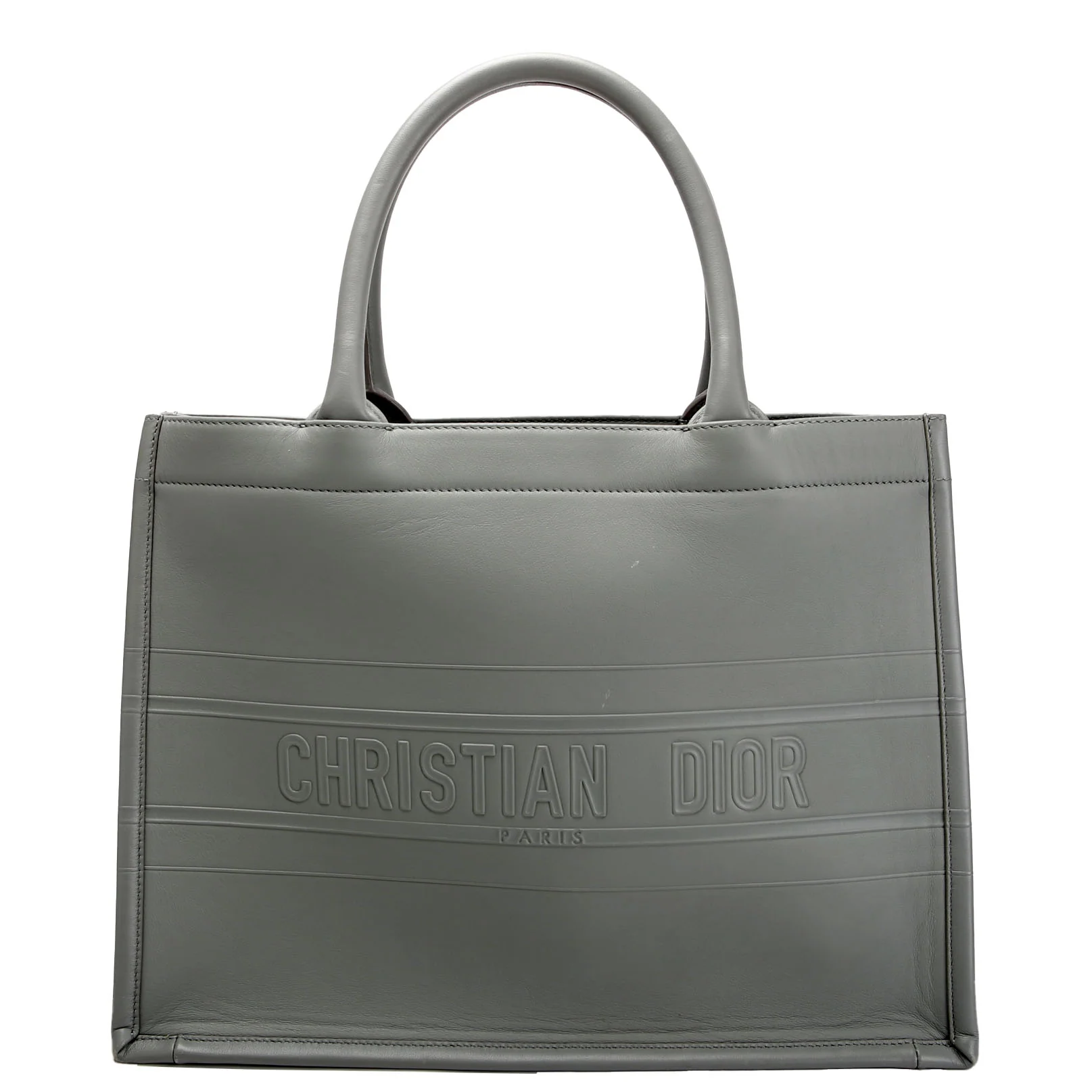 DIOR Book Tote Medium Leather Grey
