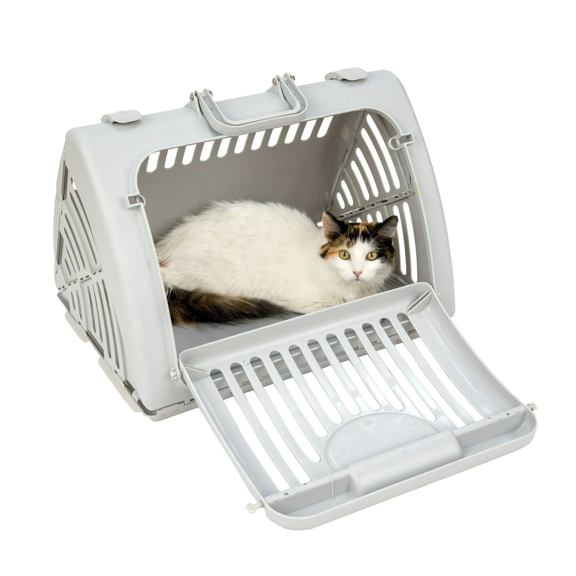 Foldable Plastic Travel Cat Carrier, Gray, One Size