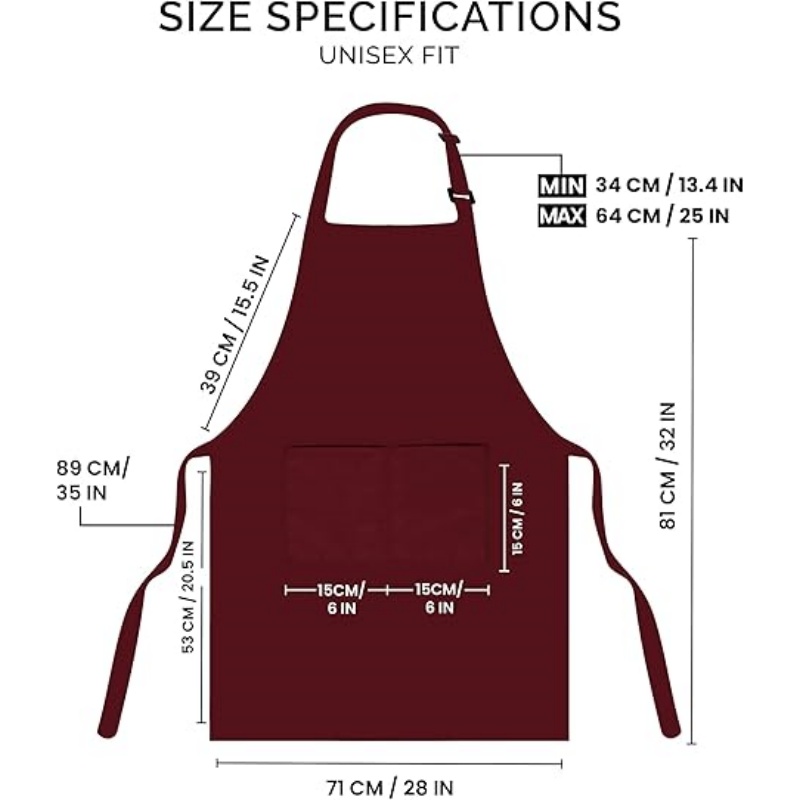 MORWEN 2 Pack Bib Apron, Adjustable with 2 Pockets