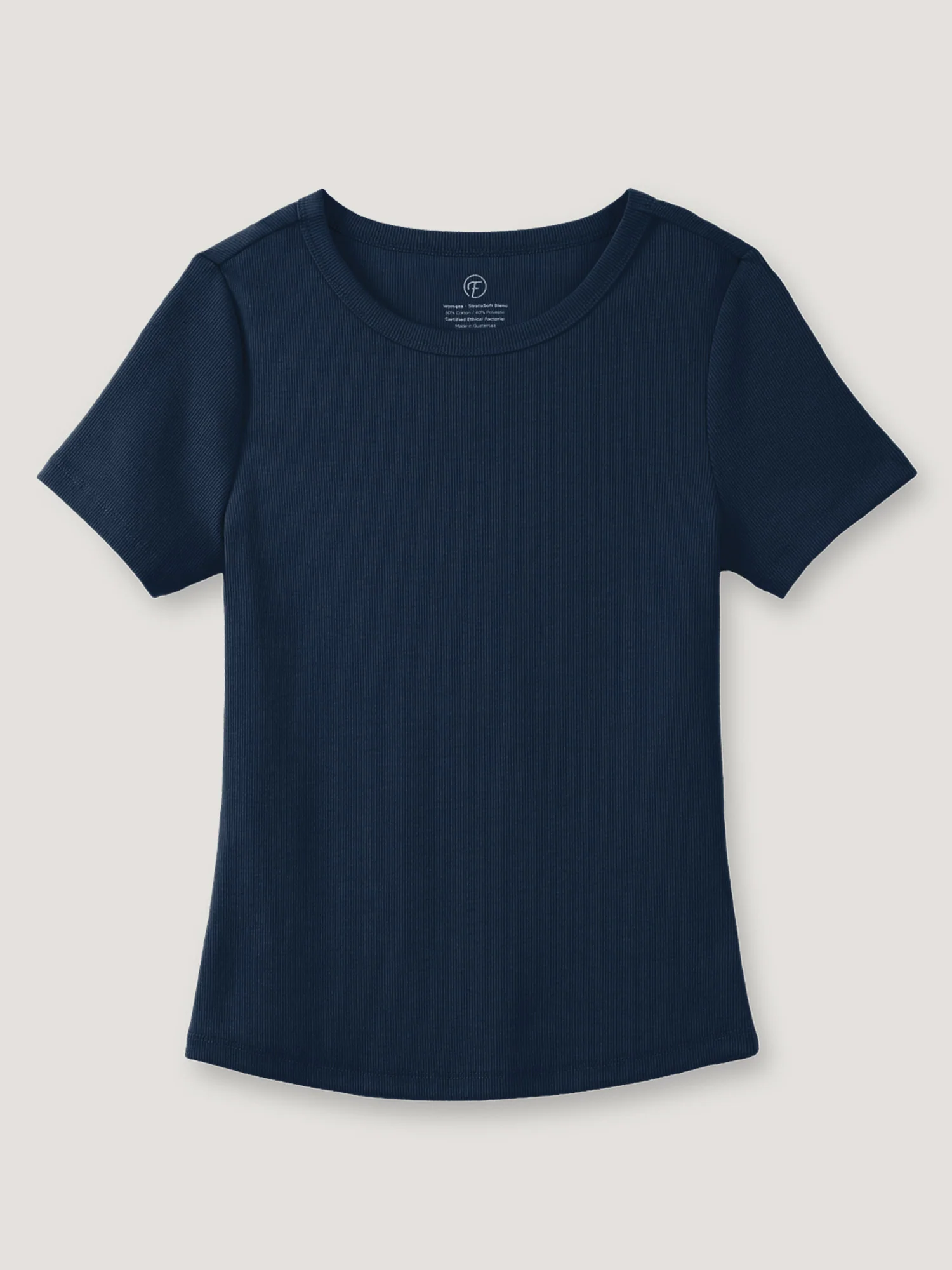 Dark Navy Ribbed Crew Tee