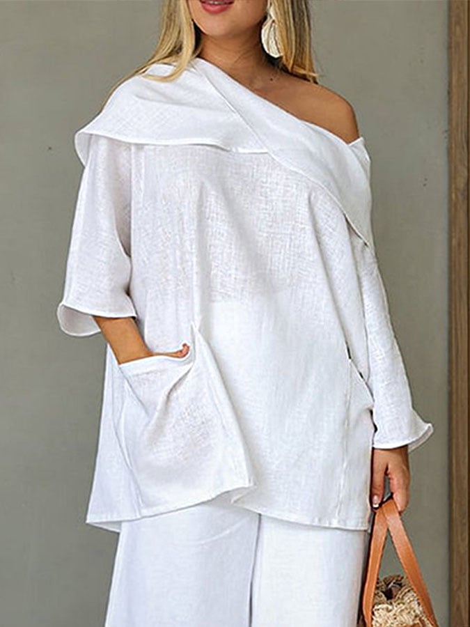 🌲🔥 Loose Linen Pocket Top