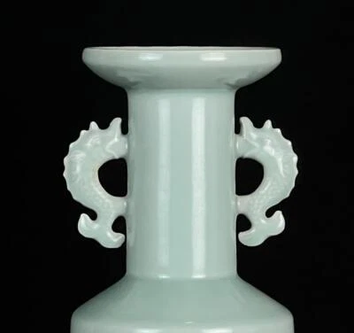 28CM Old Chinese Longquan Kiln Vase w/ear N816