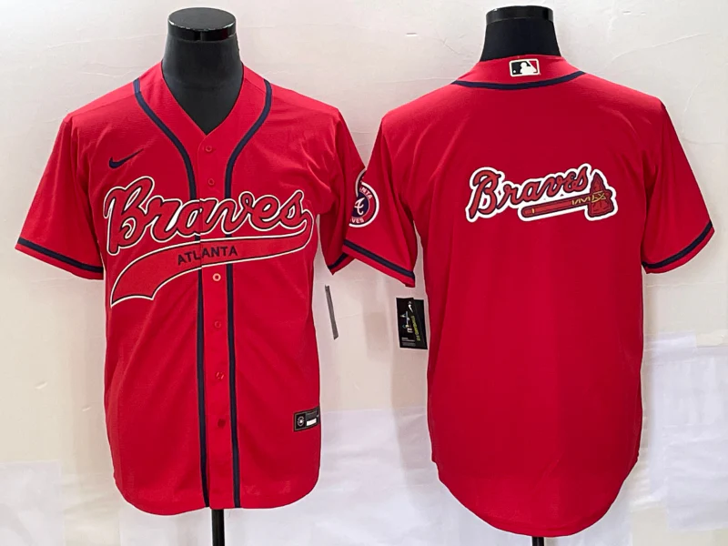 Men's Atlanta Braves Red Replica Team Jersey Joint Edition