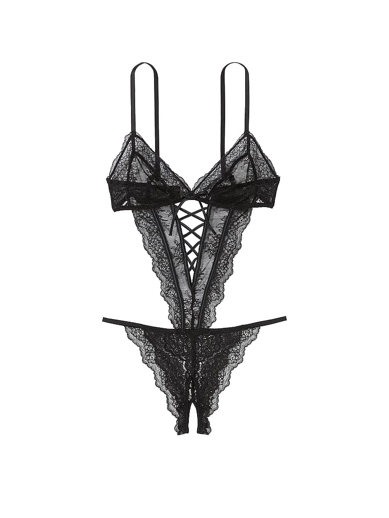Very Sexy Dream Angels Unlined Lace Triangle Crotchless Teddy