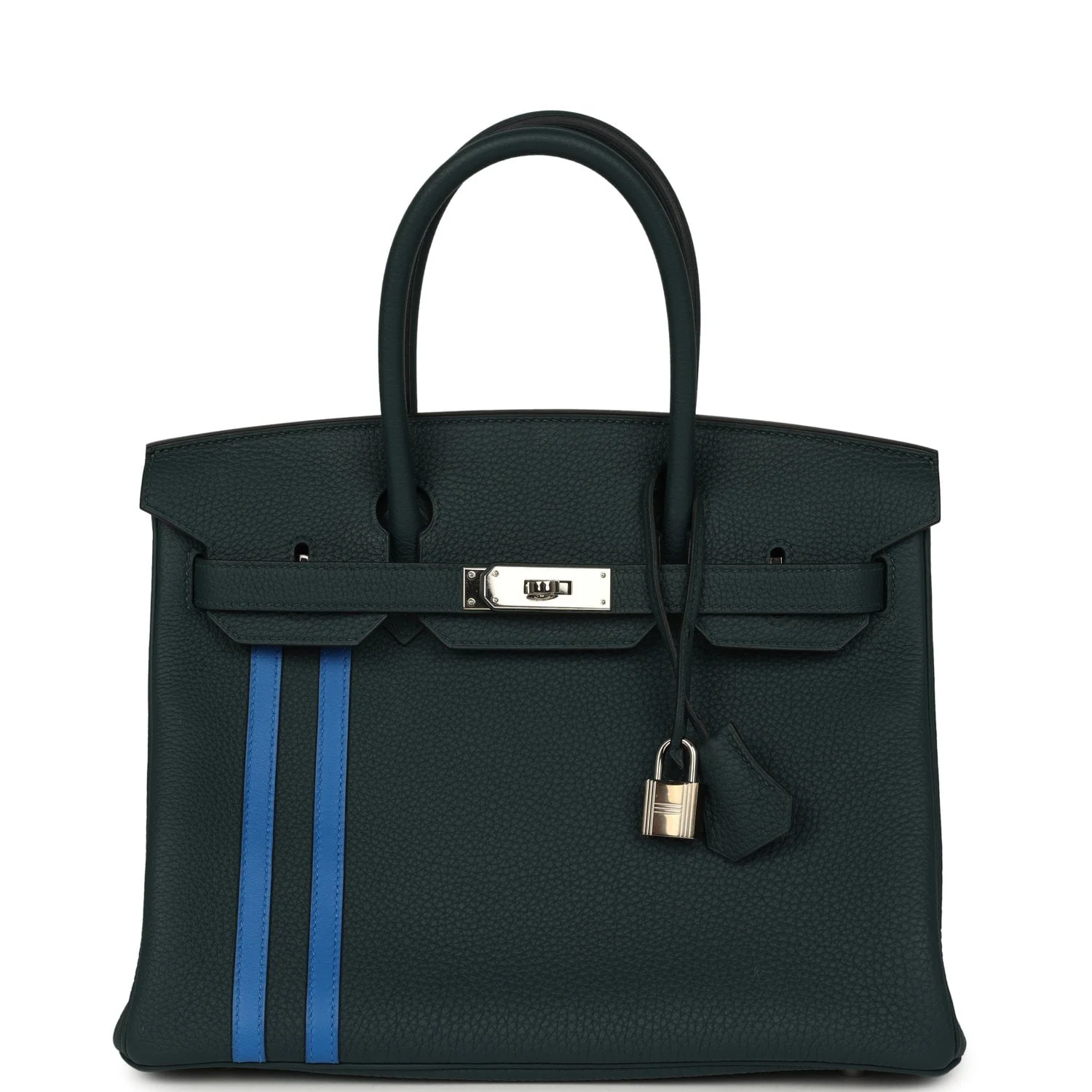 HERMÈS Officier Birkin 30 Vert Cypress, Bleu Zellige Togo Palladium Hardware