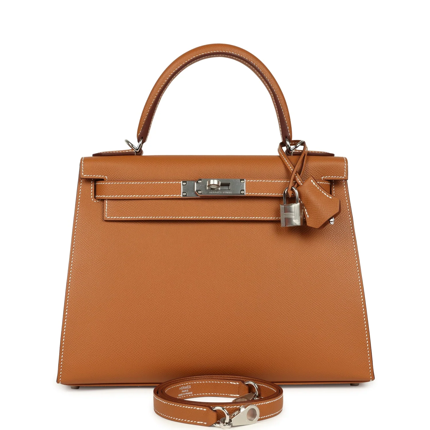 HERMÈS Kelly Sellier 28 Gold Epsom Palladium Hardware