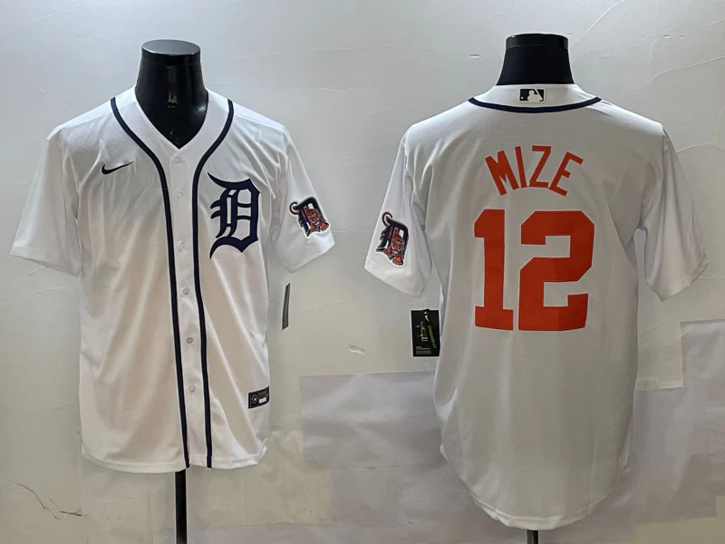 Men's Detroit Tigers Casey Mize #12 White Replica Player Jersey
