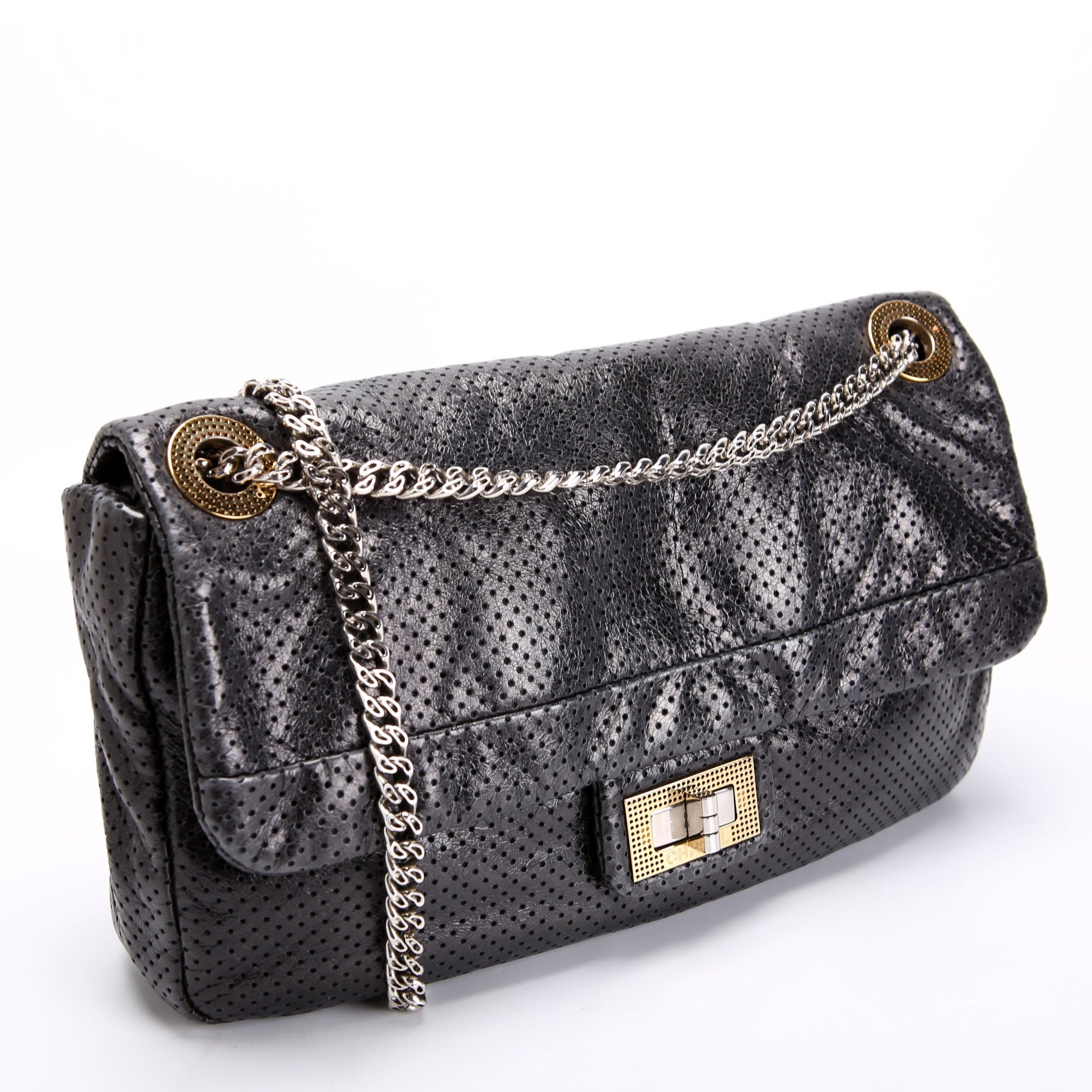 CHANEL Metallic Perforated Drill Flap