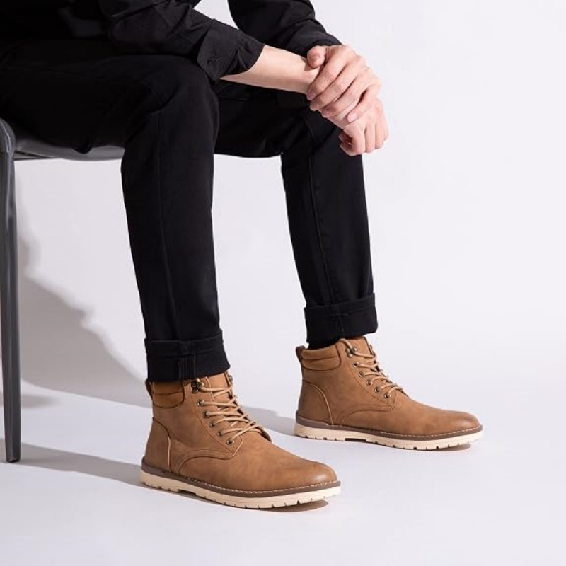 Men’s Leather Side Zipper Hiking Motorcycle Casual Chukka Boots