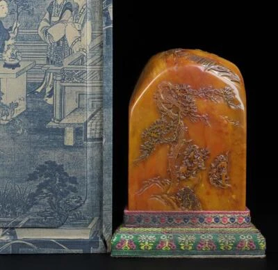 1400G Old Chinese Shoushan Stone Seal Stamp Statue w/figure N2204