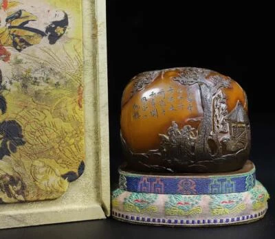 787G Old Chinese Shoushan Stone Seal Stamp Statue w/figure N2254