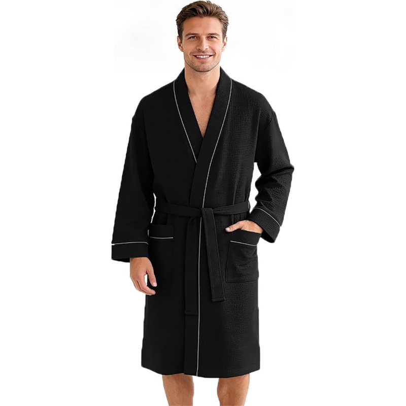 Men's Cotton Waffle Kimono Robe