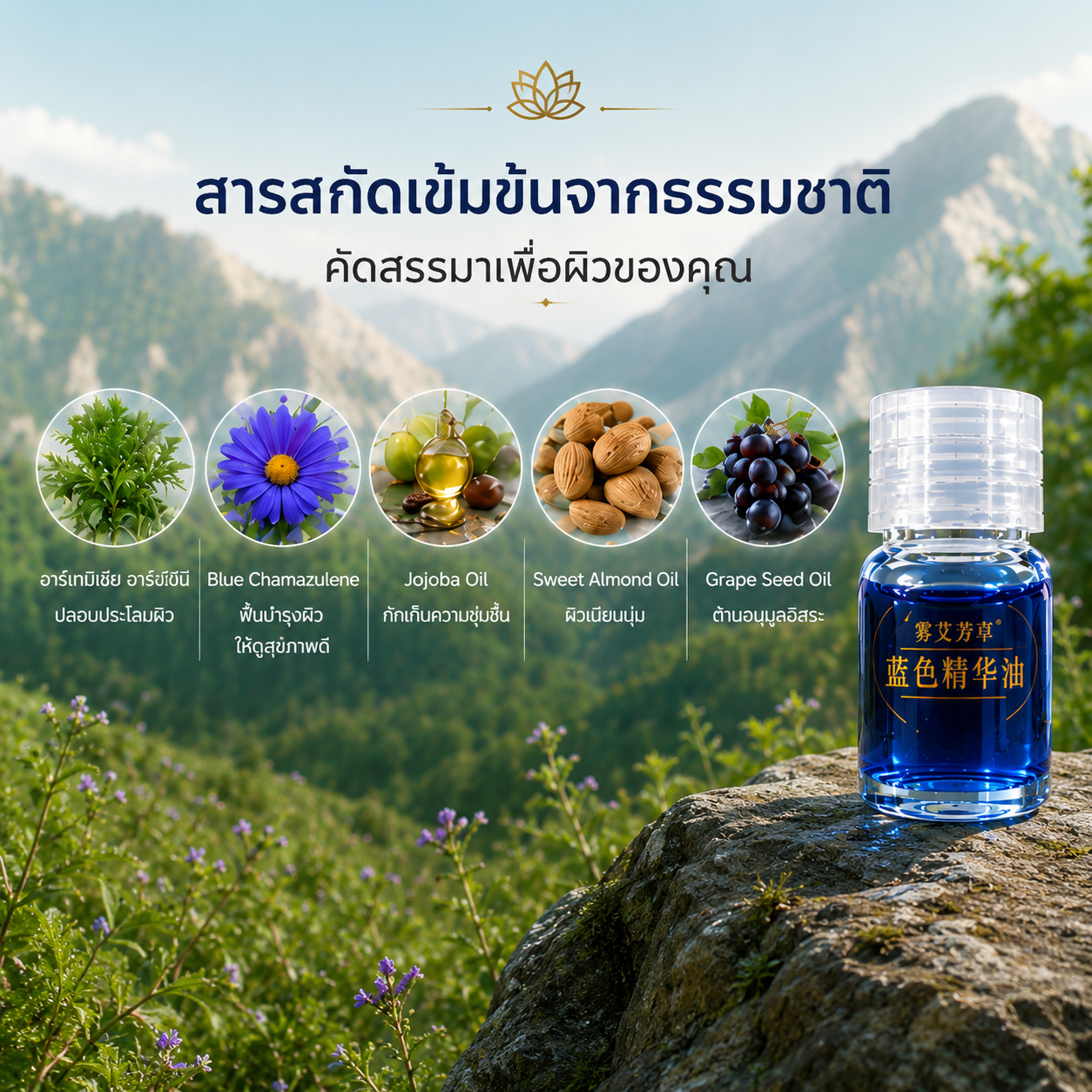 น้ำมันหอมระเหยบลูอาร์เทมีเซียสำหรับผิวหน้า ผลิตภัณฑ์ดูแลผิว จะเปลี่ยนมุมมองการดูแลผิวของคุณตลอดไป--หนึ่งกล่องบรรจุ 10 ขวด（เหลือเพียง 38 คนเท่านั้น）