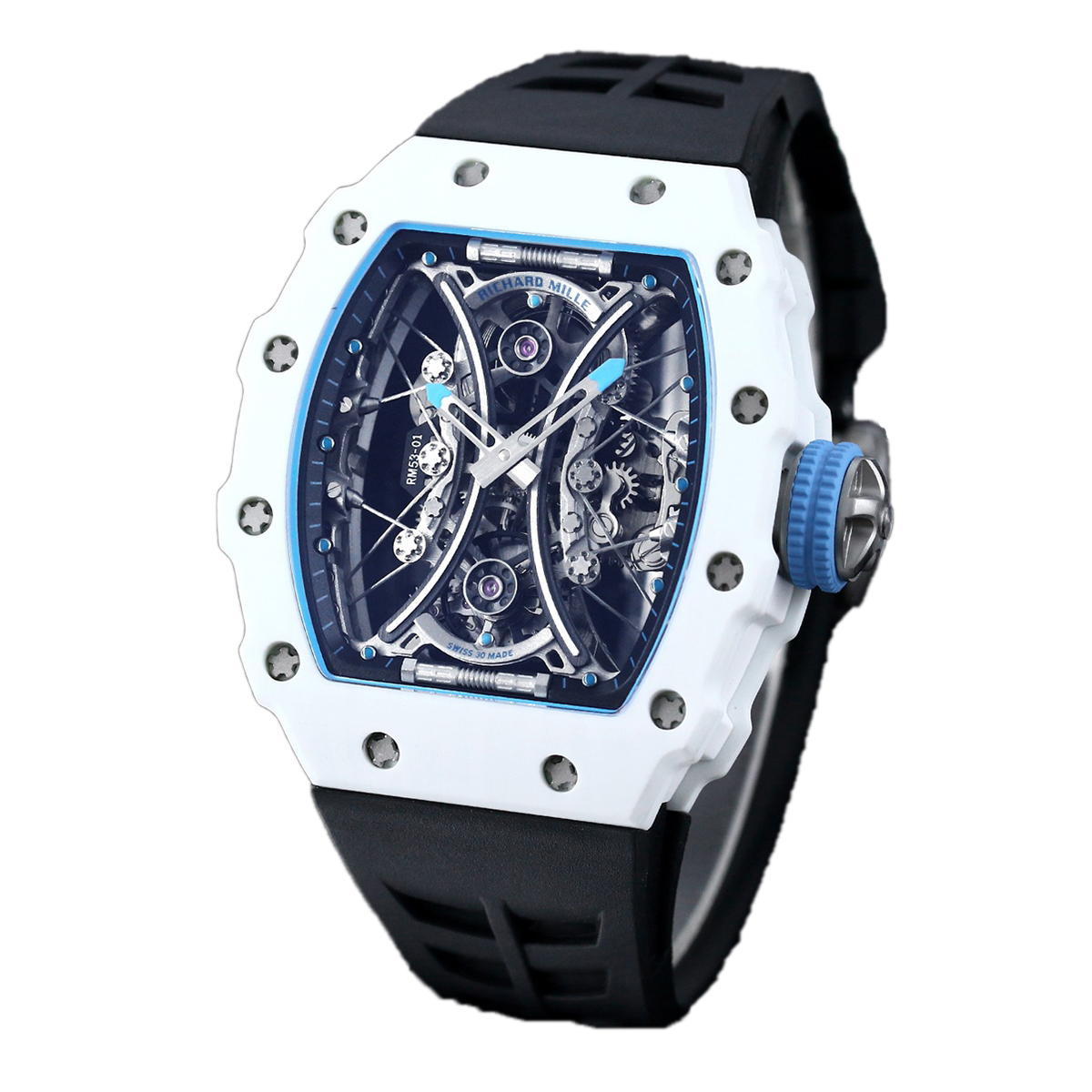 【7A Quality】Best Replica Richard Mille RM053-01 Richard Mille Pablo MacDonough in Black Rubber Strap