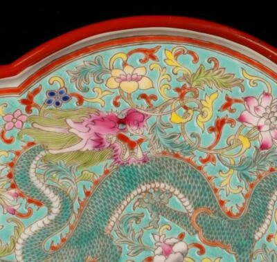 Yongzheng Signed Old Chinese Colour Enamel Tea Dish W/dragon N1396