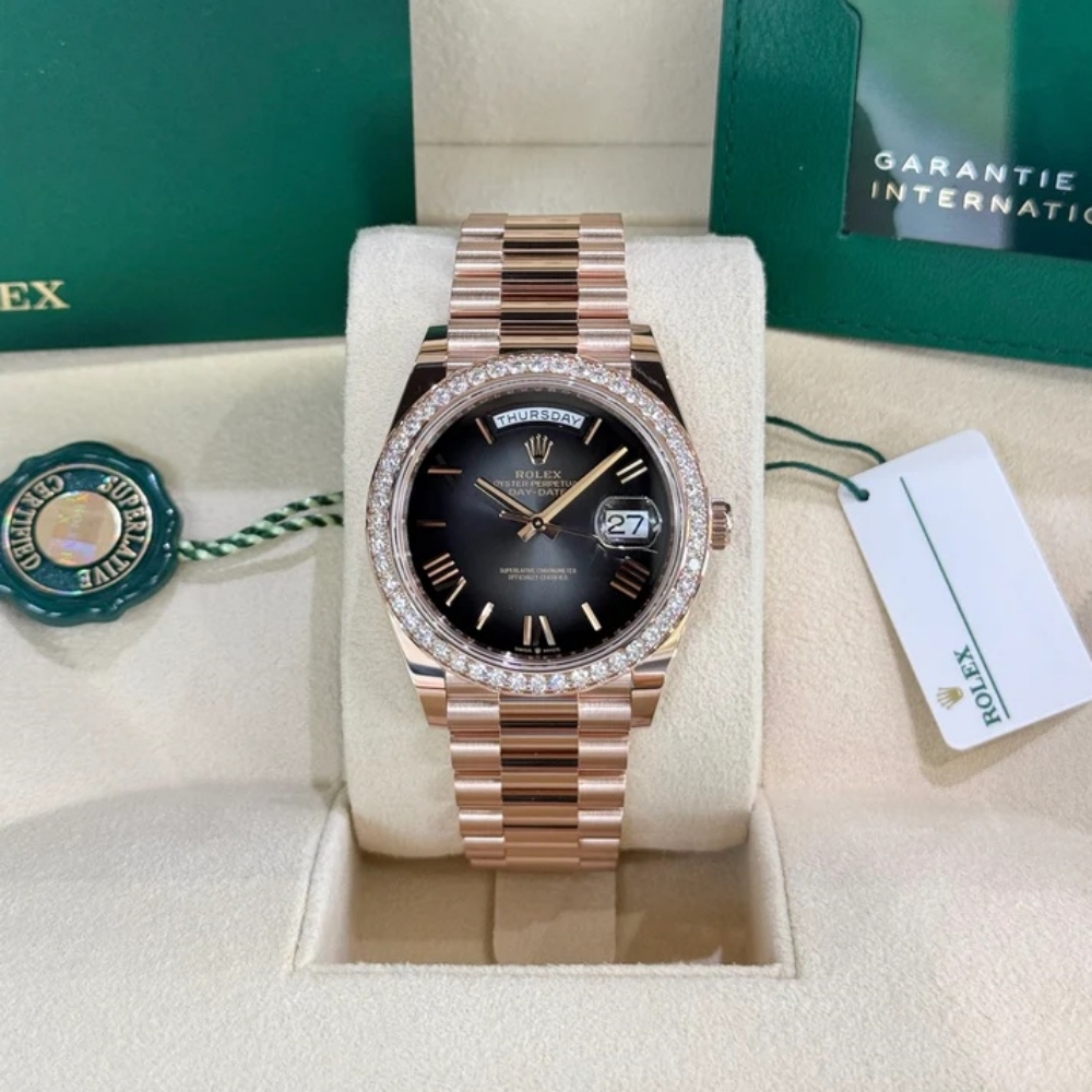 RLX  Day-Date 40mm Slate Ombré Dial and Diamond Bezel 228345rbr-0025