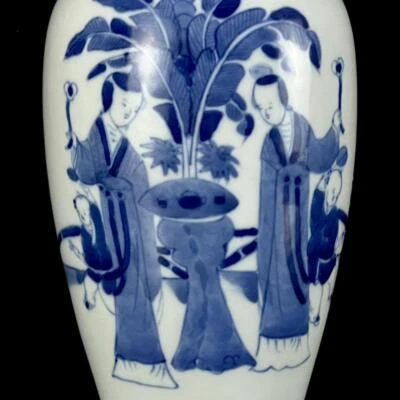 Old Chinese Blue and White Vase W/figure N1165