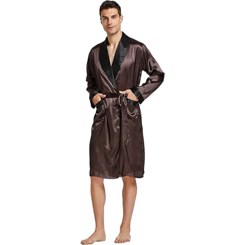 Men's Lightweight Satin Kimono Bathrobe Set