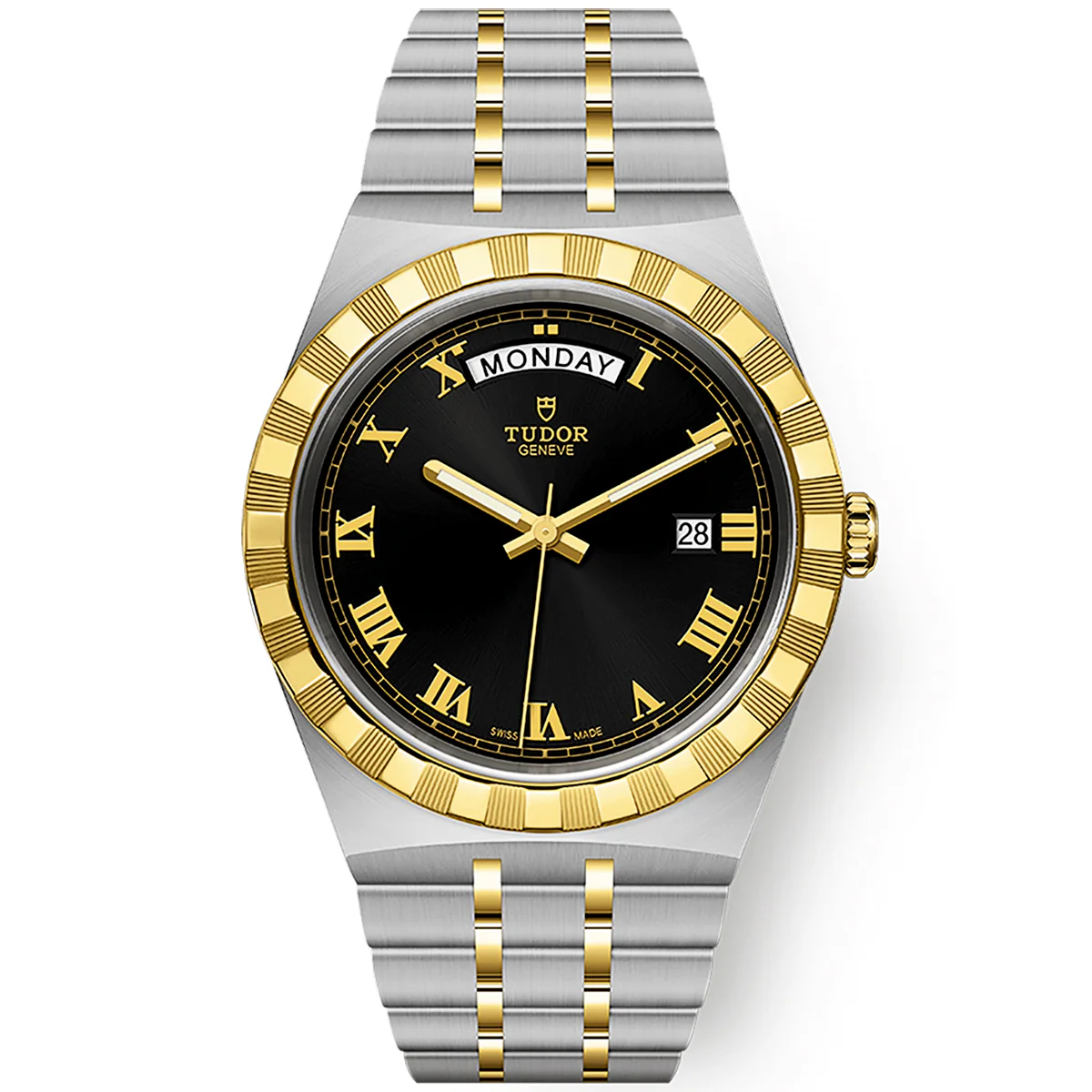 【7A Quality】TUDOR Royal Date/Day 41mm S&G Black Roman Dial Automatic Watch M28603-0003