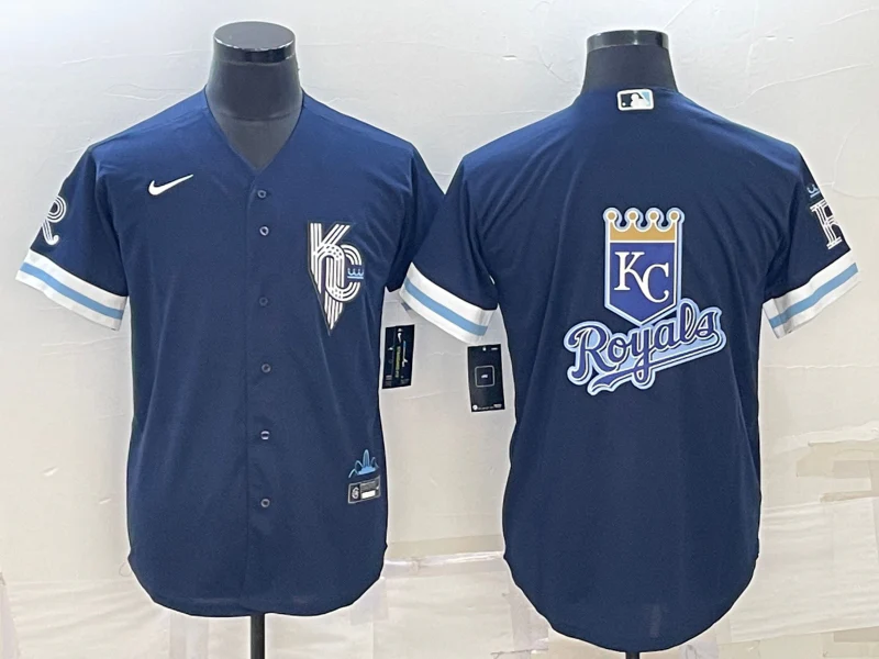 Men's Kansas City Royals Navy Alternate Replica Team Logo Jersey