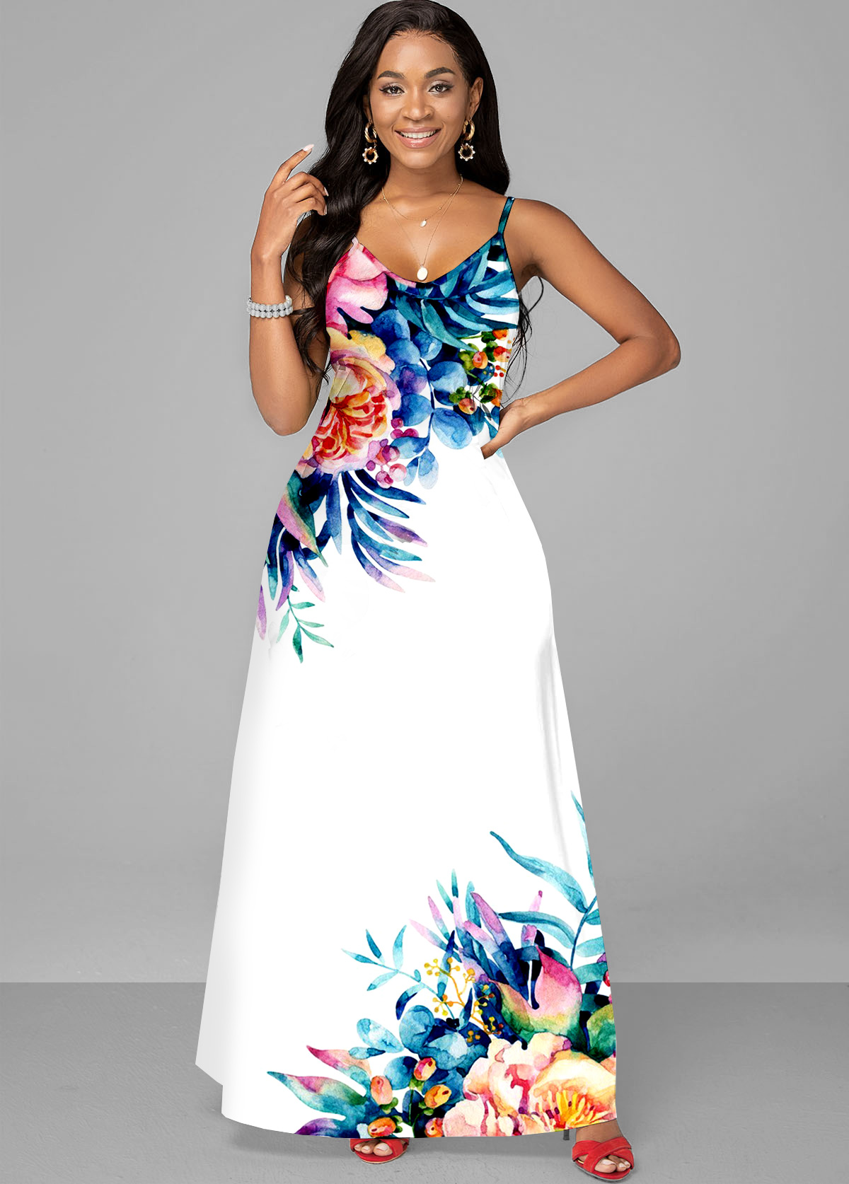 Floral Print Spaghetti Strap Dress