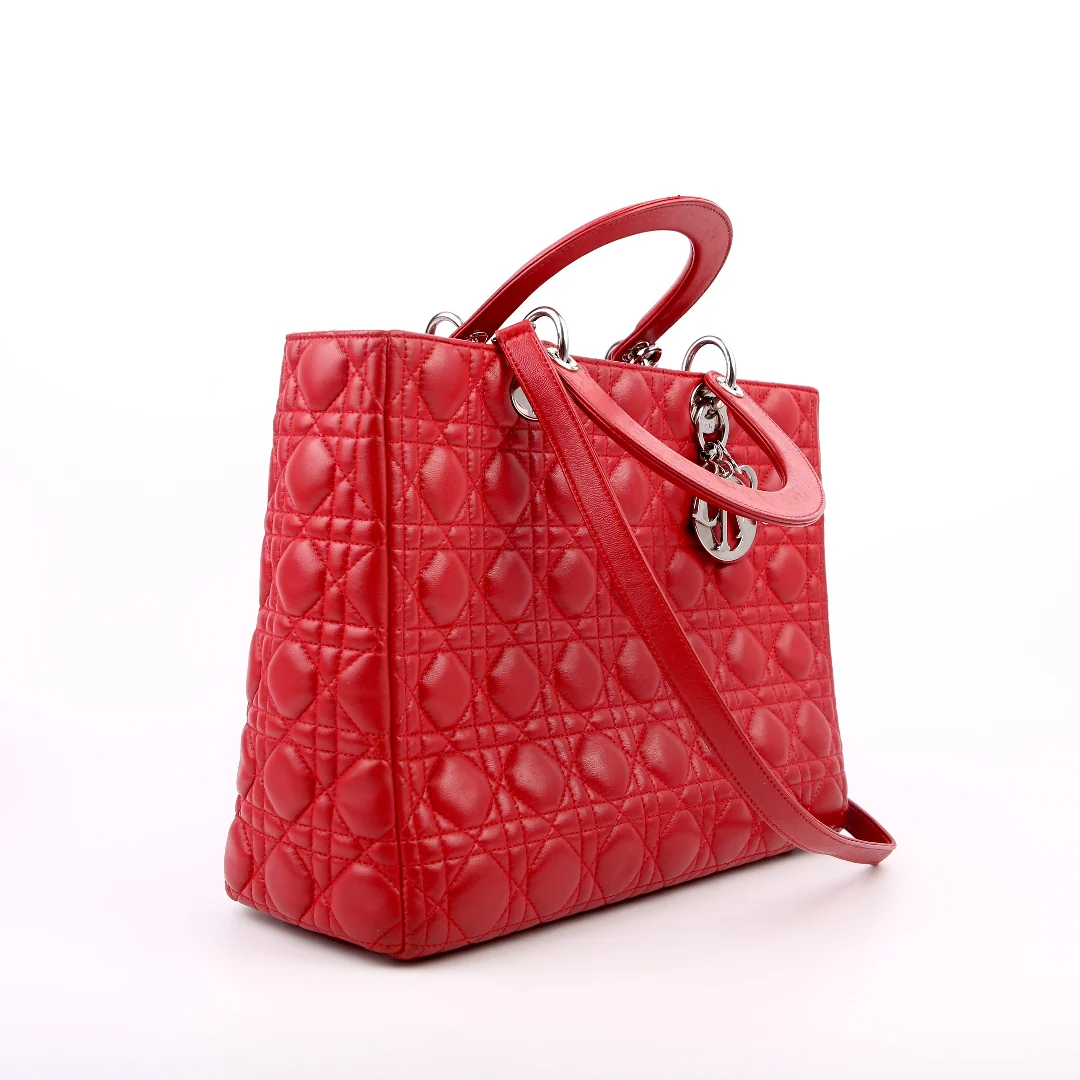 DIOR Lady Dior Large Lambskin Red