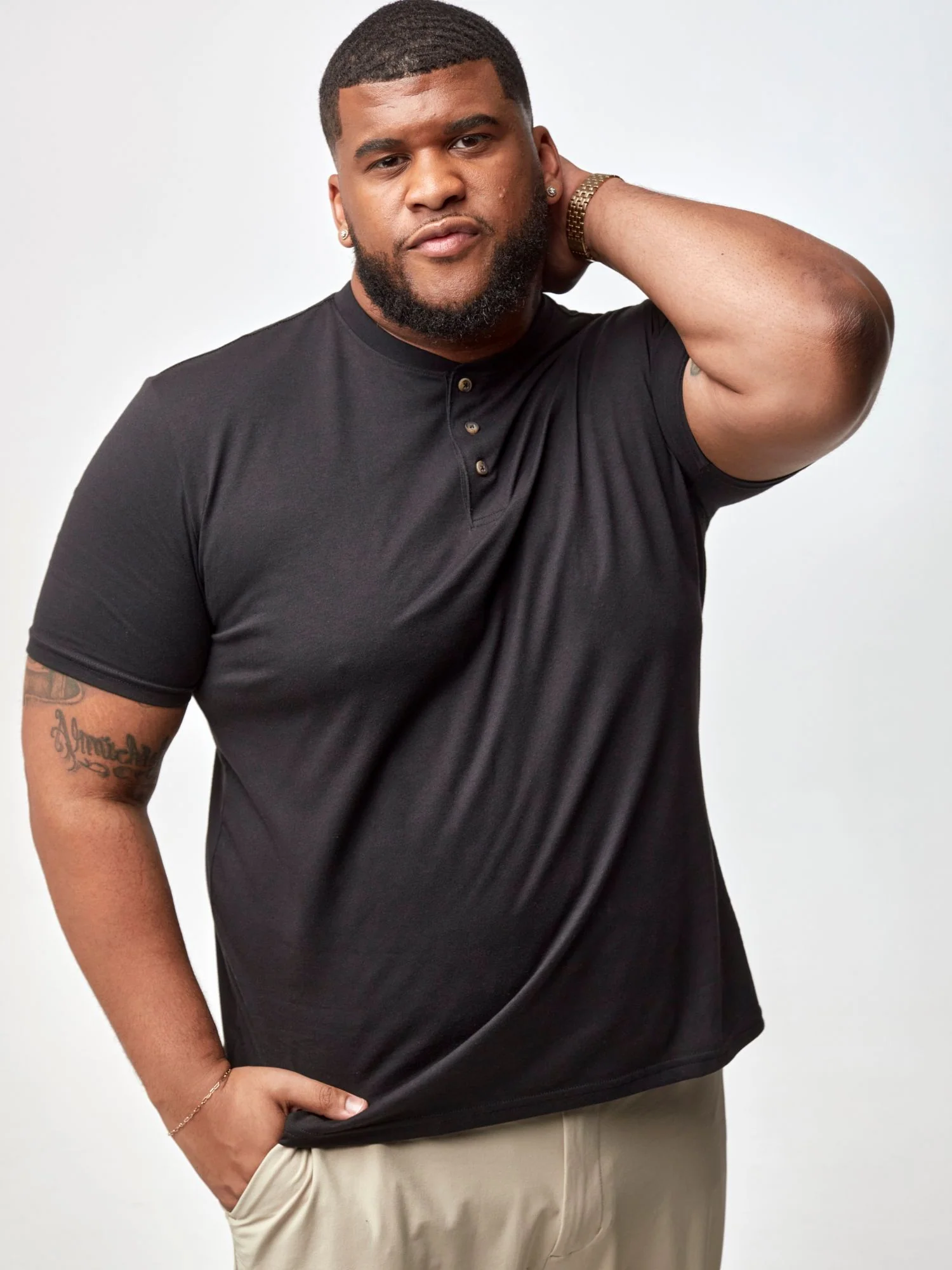 Black Short Sleeve Henley 3-Pack