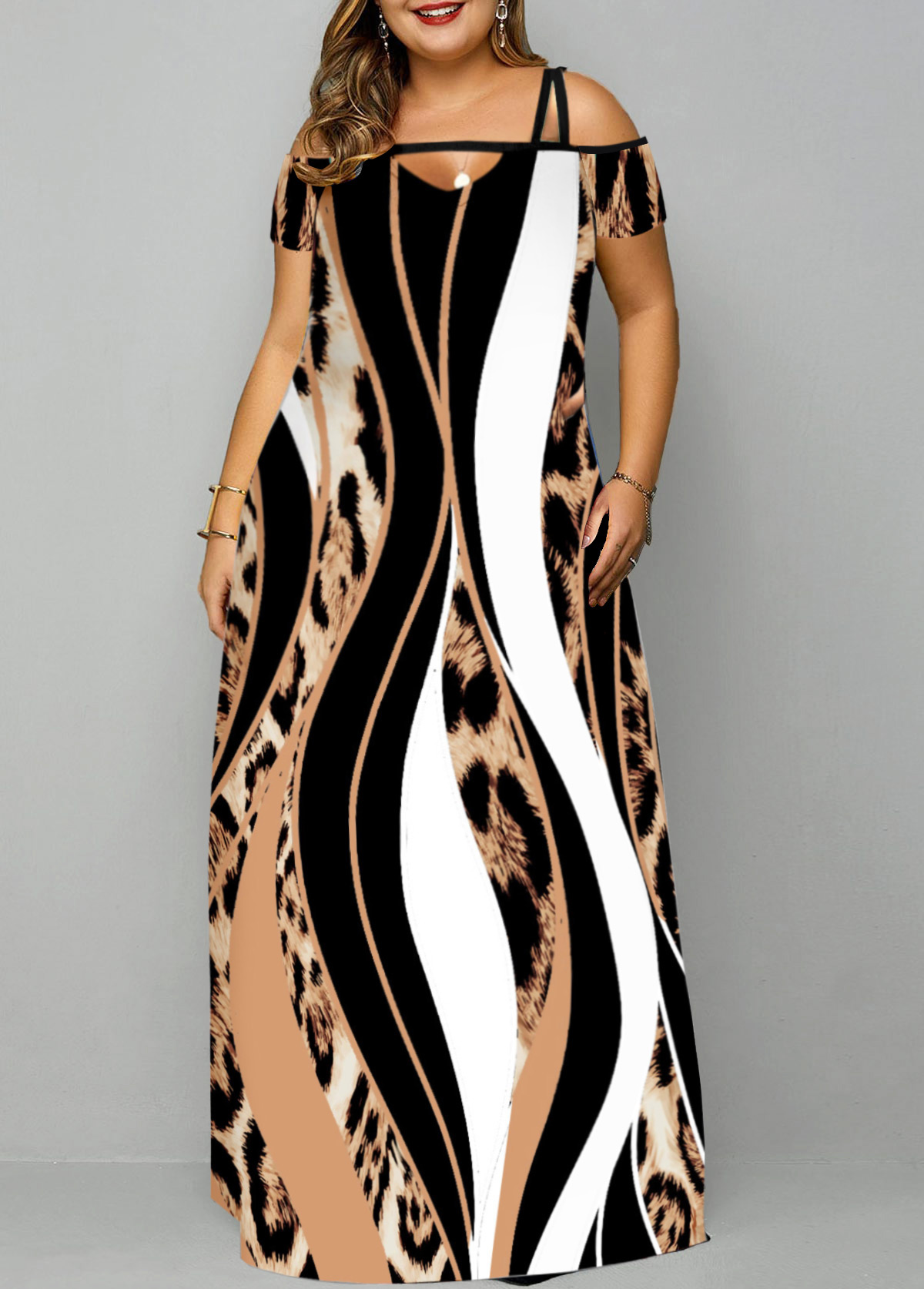 Pocket Leopard Sleeveless Maxi Dress