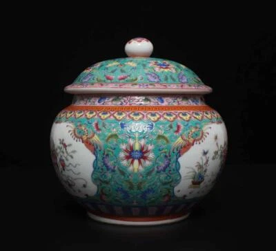 Qianlong Signed Antique Chinese Famille Rose Pot W/ peach
