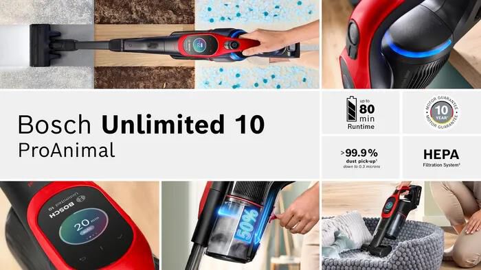 BOSCH - Aspirapolvere ricaricabile BCS1041PET-Black,Red