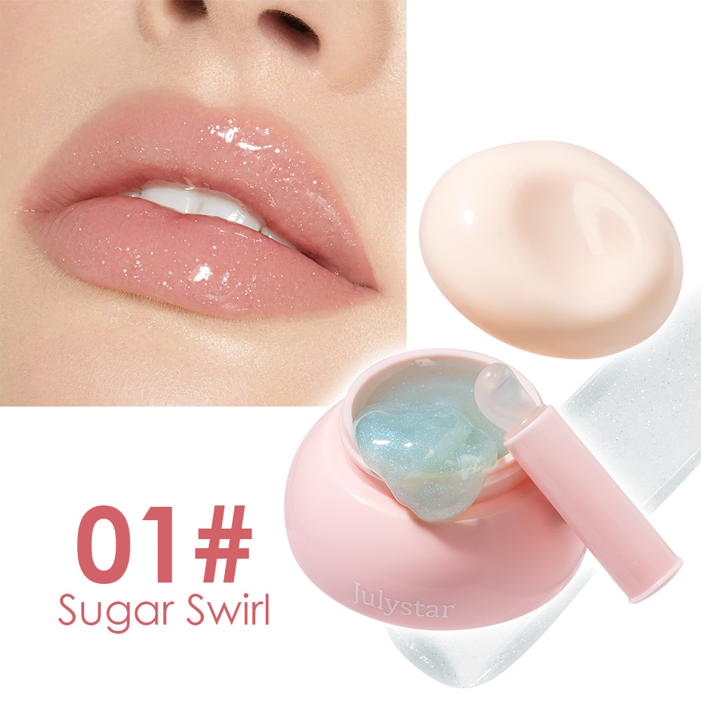 Wholesale Vegan Shea Butter Cream Lip Gloss Balm Pocket Tinted Jam with Jelly Berry Strawberry Fruit Extract Sleep Mask 8 Colors