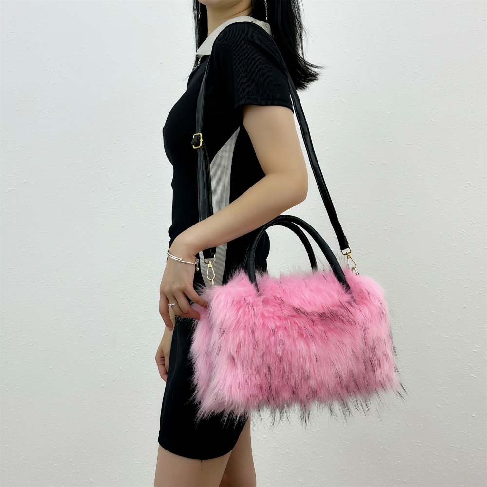 Imitation of raccoon fur messenger bag fur coat