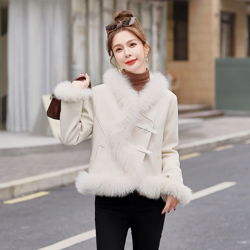 Duck down winter splice down coat suede fox fur fur coat