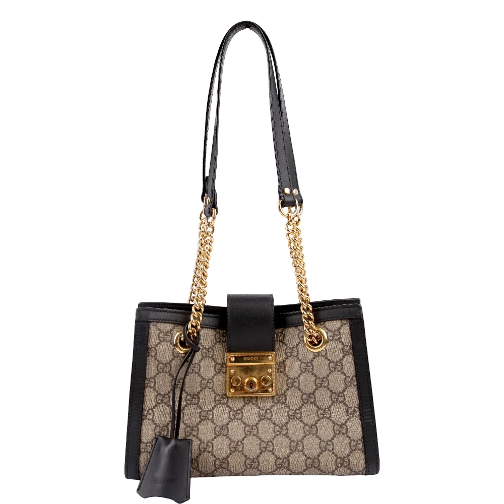 GUCCI 498156 Padlock GG Small Tote Black