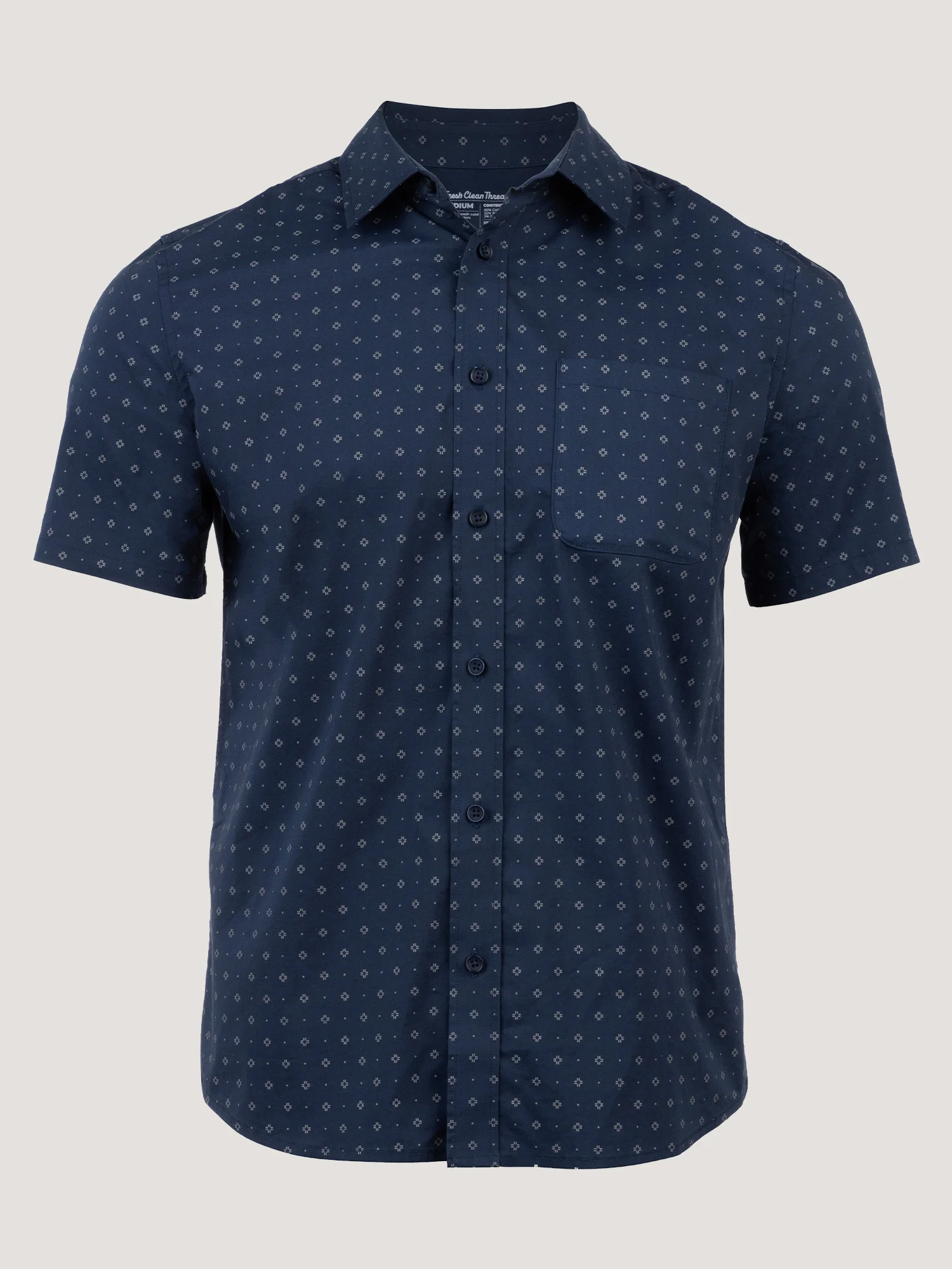 Navy Print All Day Short Sleeve Shirt