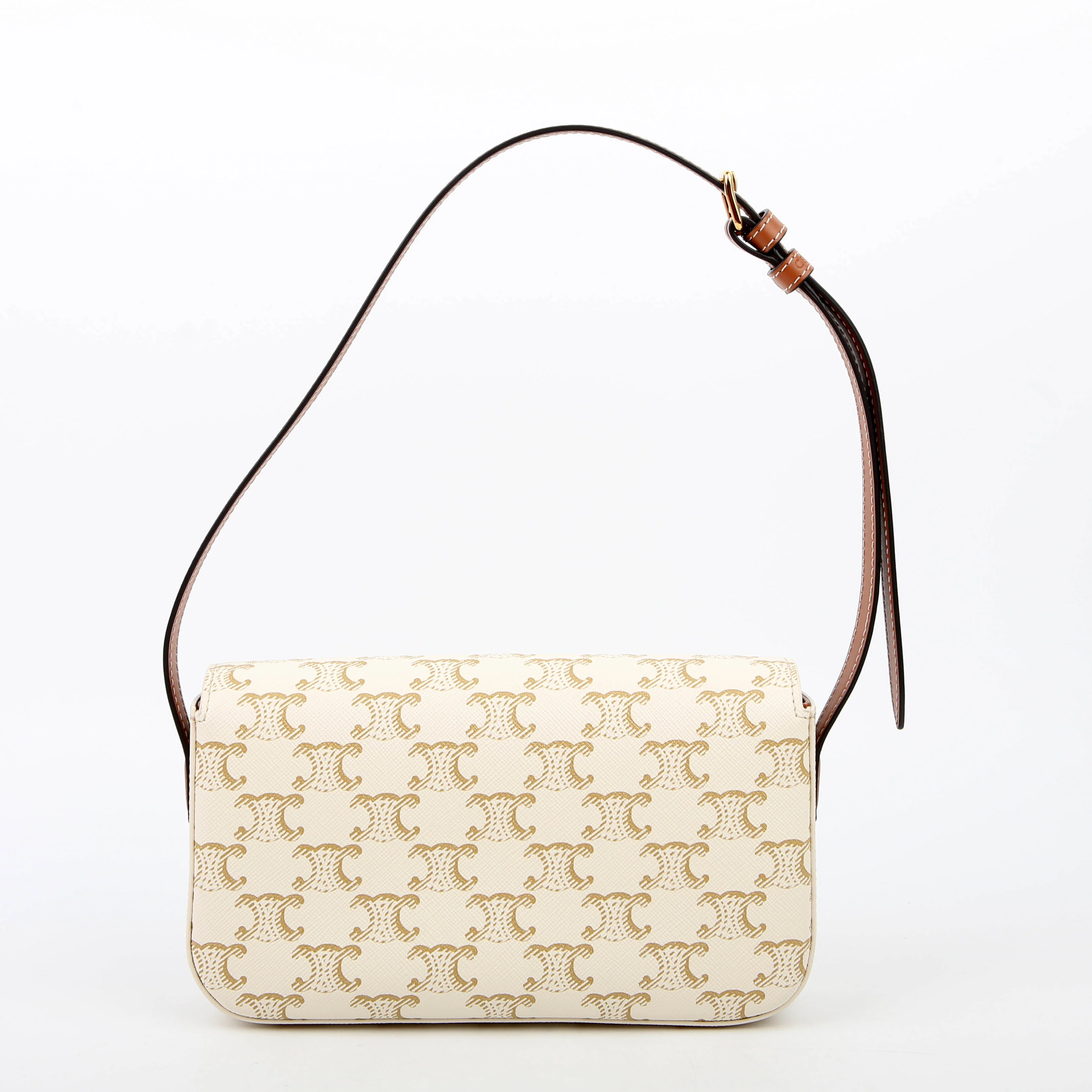 Claude Triomphe Shoulder Bag Canvas/Calfskin White