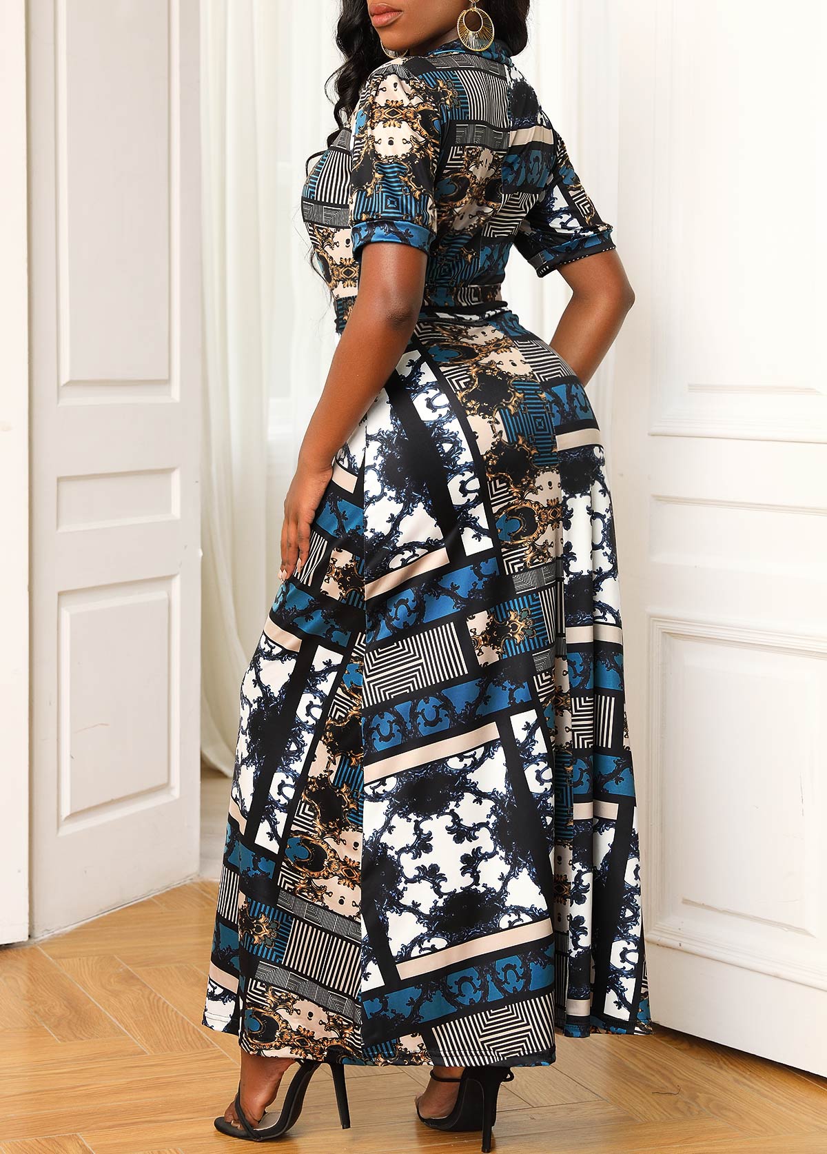 Cutout Belted Short Sleeve Dress