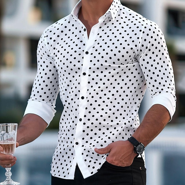 Men's Casual Polka Dots Single Breasted Shirts