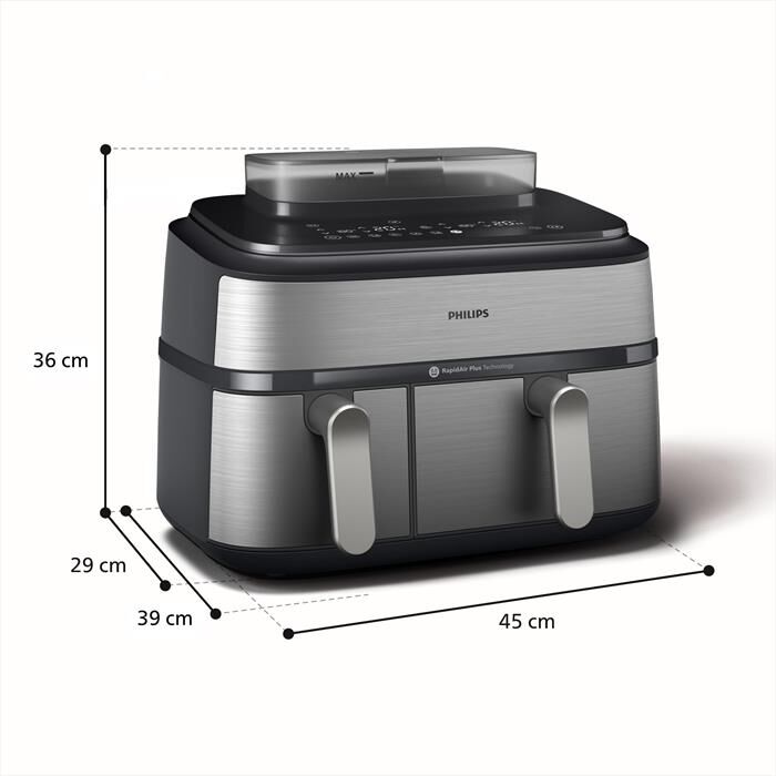 PHILIPS - AIRFRYER SERIE 5000 DA 9L COTTURA VAPORE NA555/00-Inox