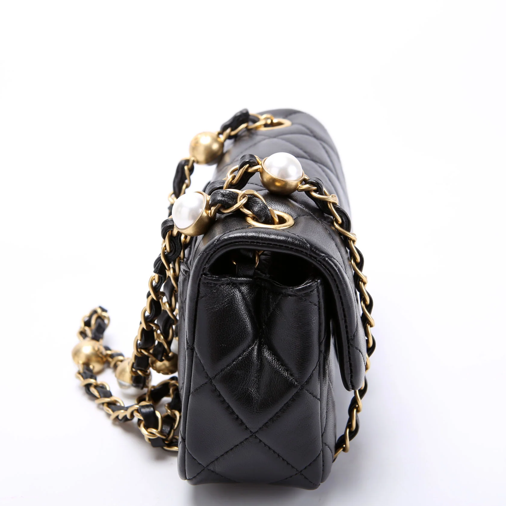 CHANEL My Precious Pearls Mini Flap Lambskin RFID Black